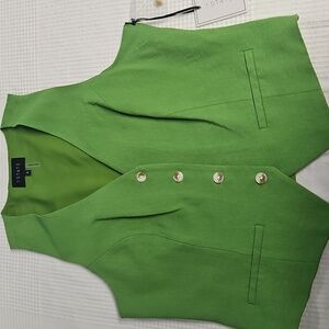1.State Sleeveless Button Down V-neck Vest: Salted Lime: Size- 8